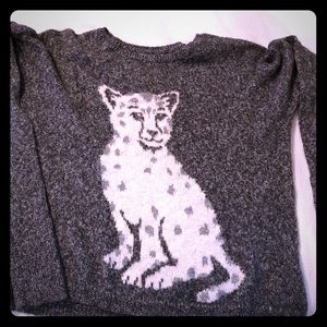 Gray and white hollister xs snow cheetah sweater